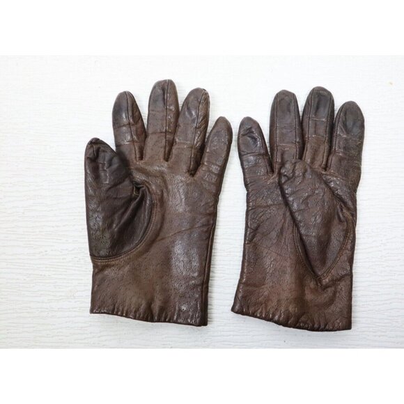 CARDINAL GLOVE COMPANY - VINTAGE WOMEN'S BROWN COWGRAIN LEATHER GLOVES - SIZE M - Picture 4 of 10